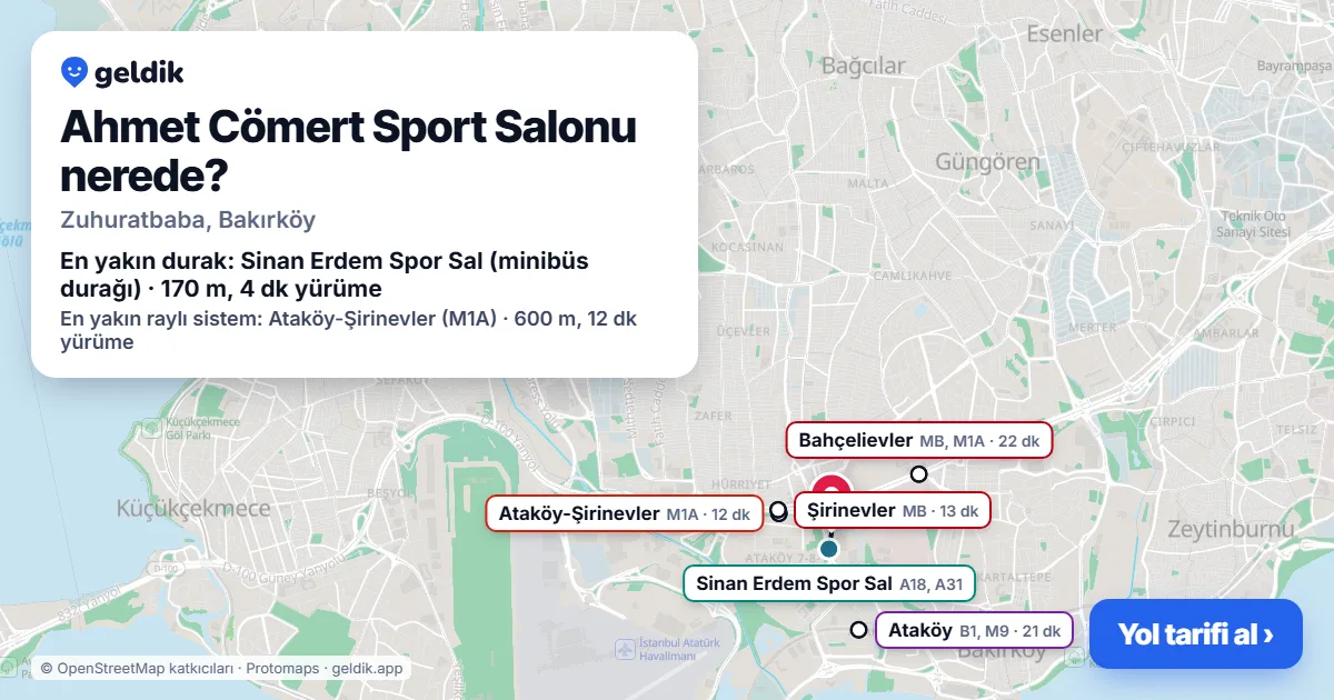 Ahmet Cömert Sport Salonu nerede: haritada konumu ve en yakın duraklar, yürüme süreleriyle