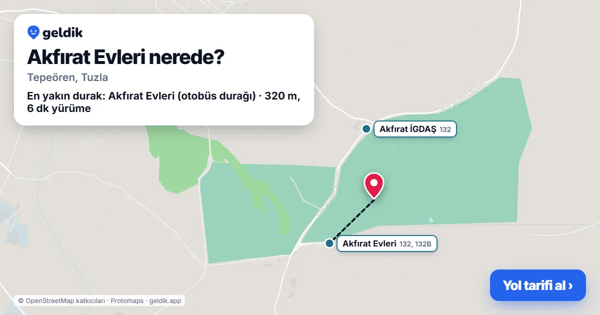 Akfırat Evleri nerede: haritada konumu ve en yakın duraklar, yürüme süreleriyle