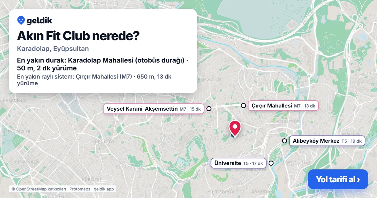 Where is Akın Fit Club: map with its location and the nearest stops, with walking times