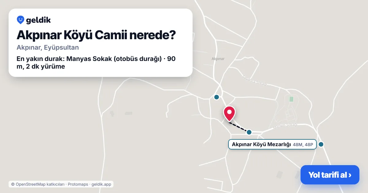 Akpınar Köyü Camii nerede: haritada konumu ve en yakın duraklar, yürüme süreleriyle