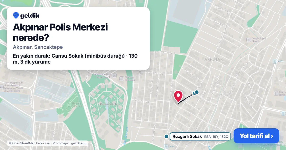 Akpınar Polis Merkezi nerede: haritada konumu ve en yakın duraklar, yürüme süreleriyle