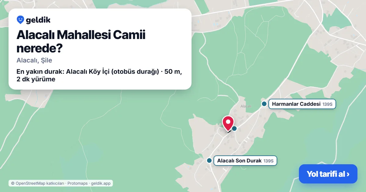 Alacalı Mahallesi Camii nerede: haritada konumu ve en yakın duraklar, yürüme süreleriyle