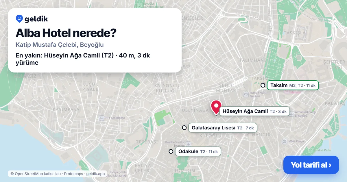 Where is Alba Hotel: map with its location and the nearest stops, with walking times