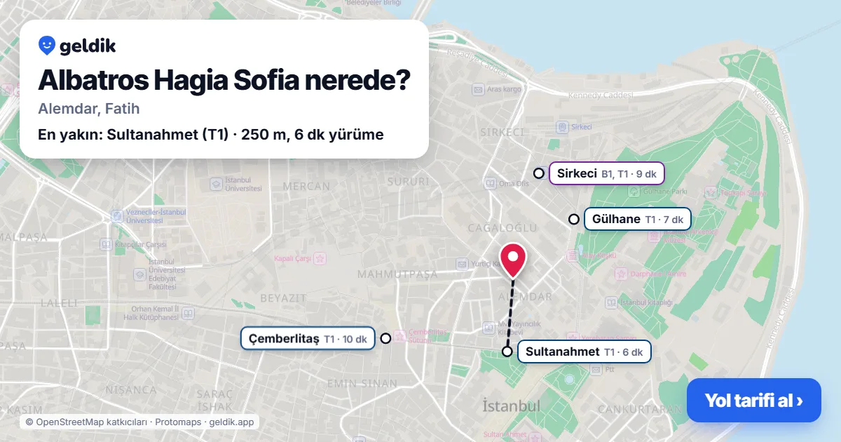 Where is Albatros Hagia Sofia: map with its location and the nearest stops, with walking times