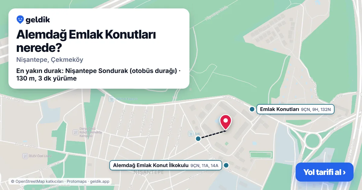 Alemdağ Emlak Konutları nerede: haritada konumu ve en yakın duraklar, yürüme süreleriyle