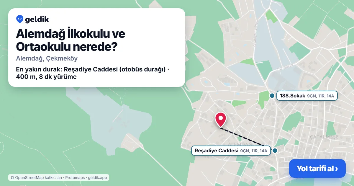 Alemdağ İlkokulu ve Ortaokulu nerede: haritada konumu ve en yakın duraklar, yürüme süreleriyle