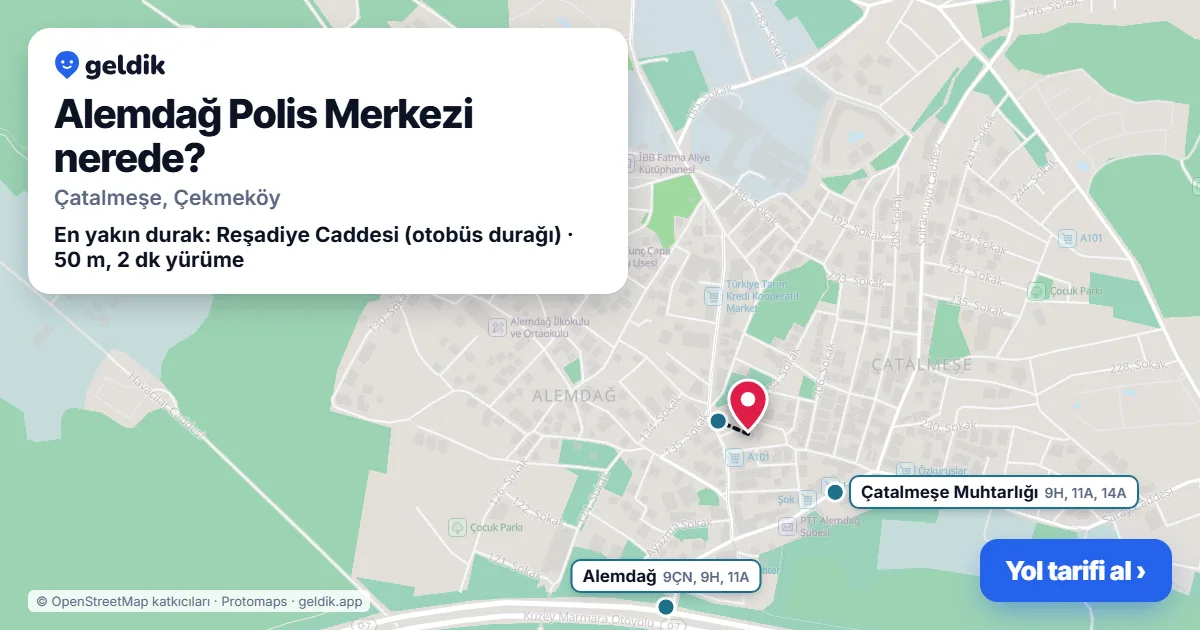 Alemdağ Polis Merkezi nerede: haritada konumu ve en yakın duraklar, yürüme süreleriyle