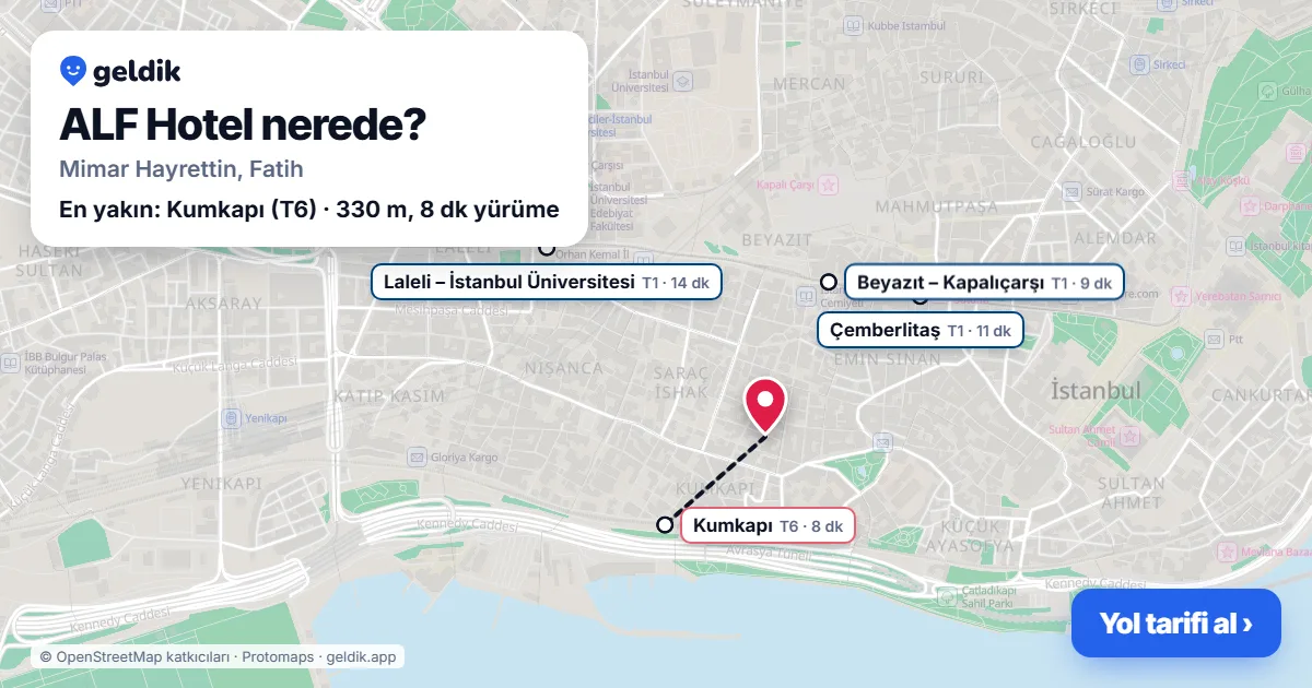 Where is ALF Hotel: map with its location and the nearest stops, with walking times