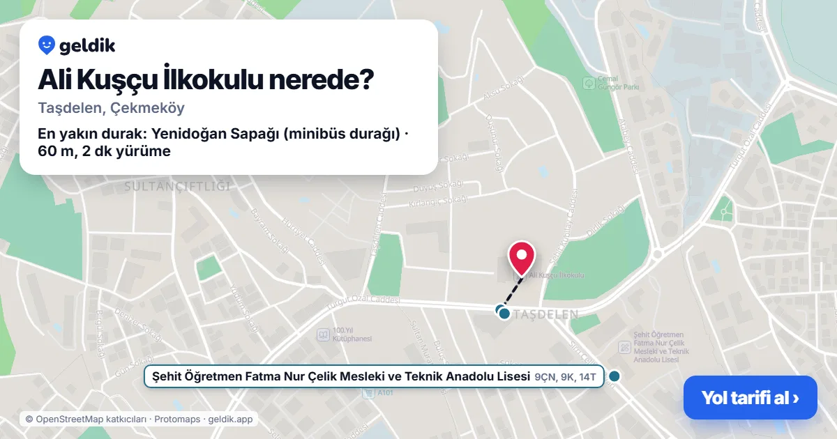 Where is Ali Kuşçu İlkokulu: map with its location and the nearest stops, with walking times