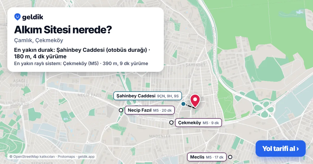 Where is Alkım Sitesi: map with its location and the nearest stops, with walking times