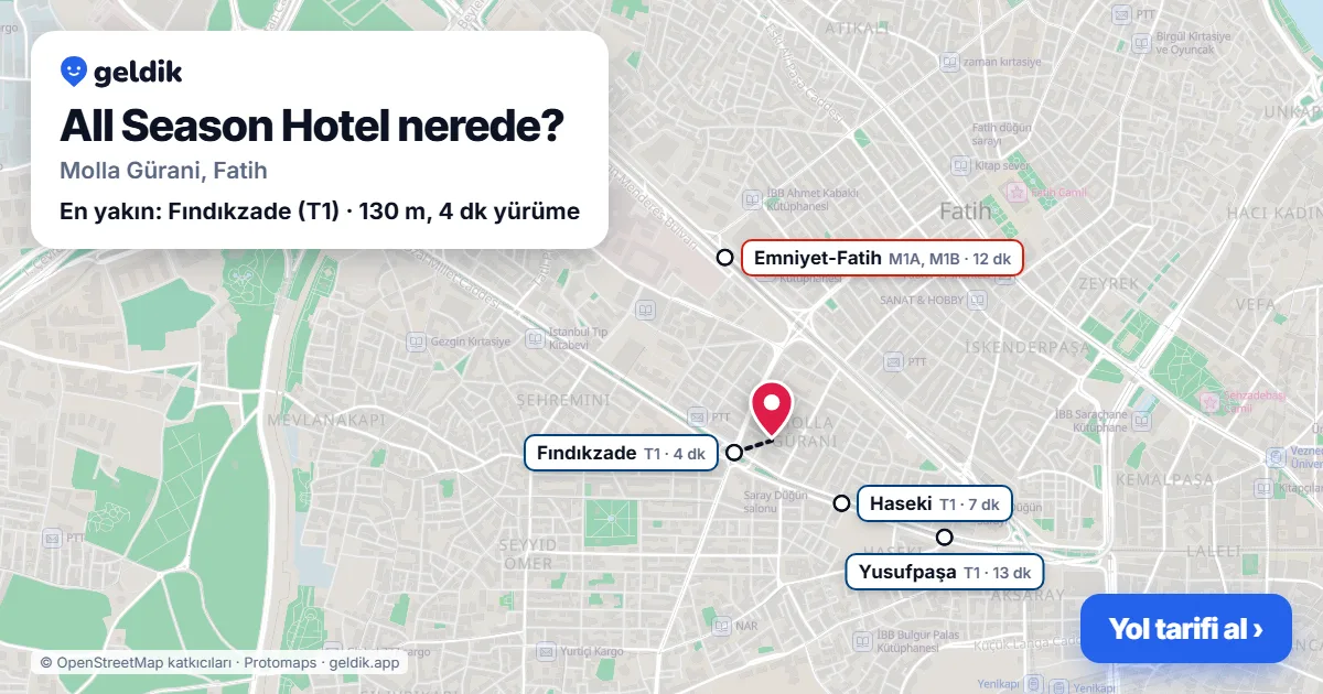 Where is All Season Hotel: map with its location and the nearest stops, with walking times