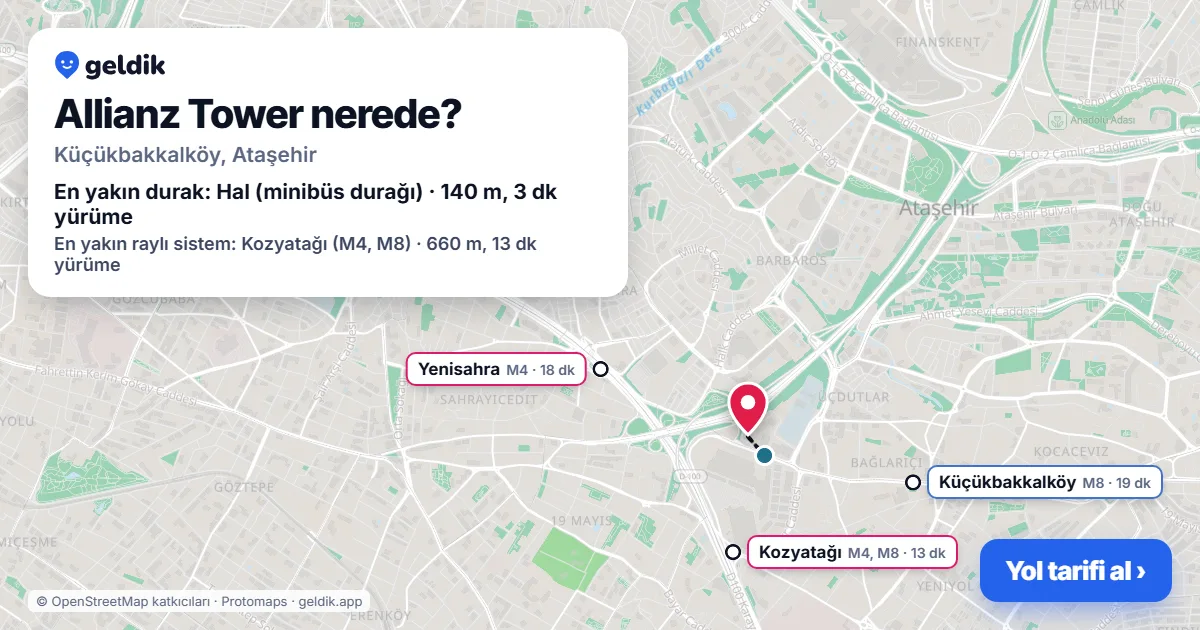 Allianz Tower nerede: haritada konumu ve en yakın duraklar, yürüme süreleriyle