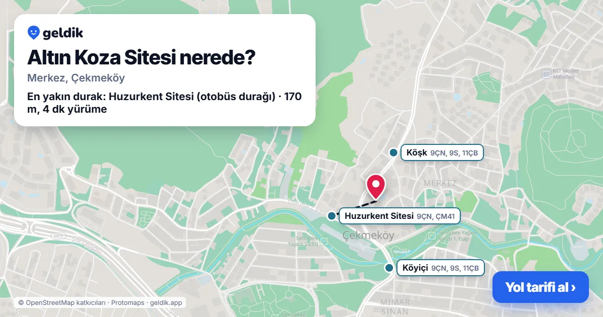 Where is Altın Koza Sitesi: map with its location and the nearest stops, with walking times