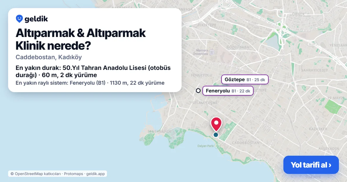 Altıparmak & Altıparmak Klinik nerede: haritada konumu ve en yakın duraklar, yürüme süreleriyle