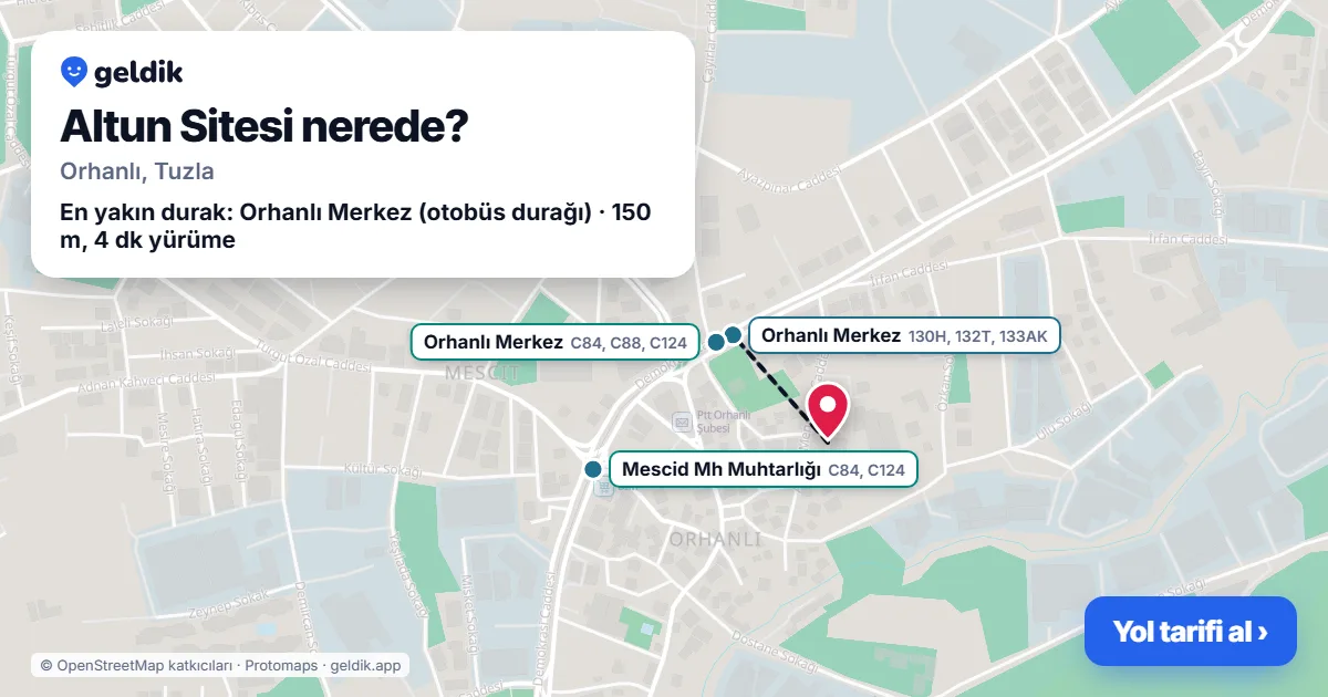Where is Altun Sitesi: map with its location and the nearest stops, with walking times