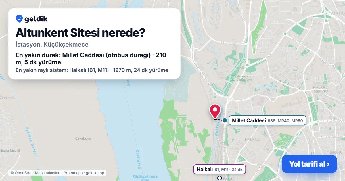 Altunkent Sitesi nerede: haritada konumu ve en yakın duraklar, yürüme süreleriyle