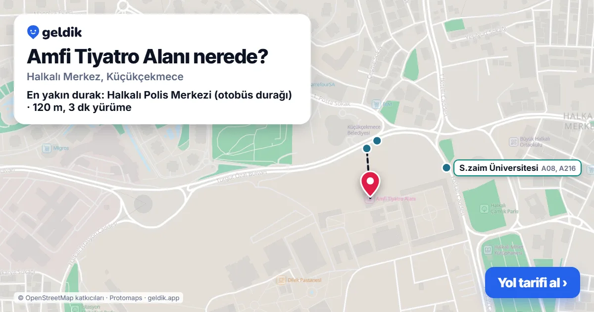 Amfi Tiyatro Alanı nerede: haritada konumu ve en yakın duraklar, yürüme süreleriyle