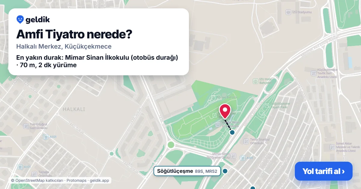 Where is Amfi Tiyatro: map with its location and the nearest stops, with walking times