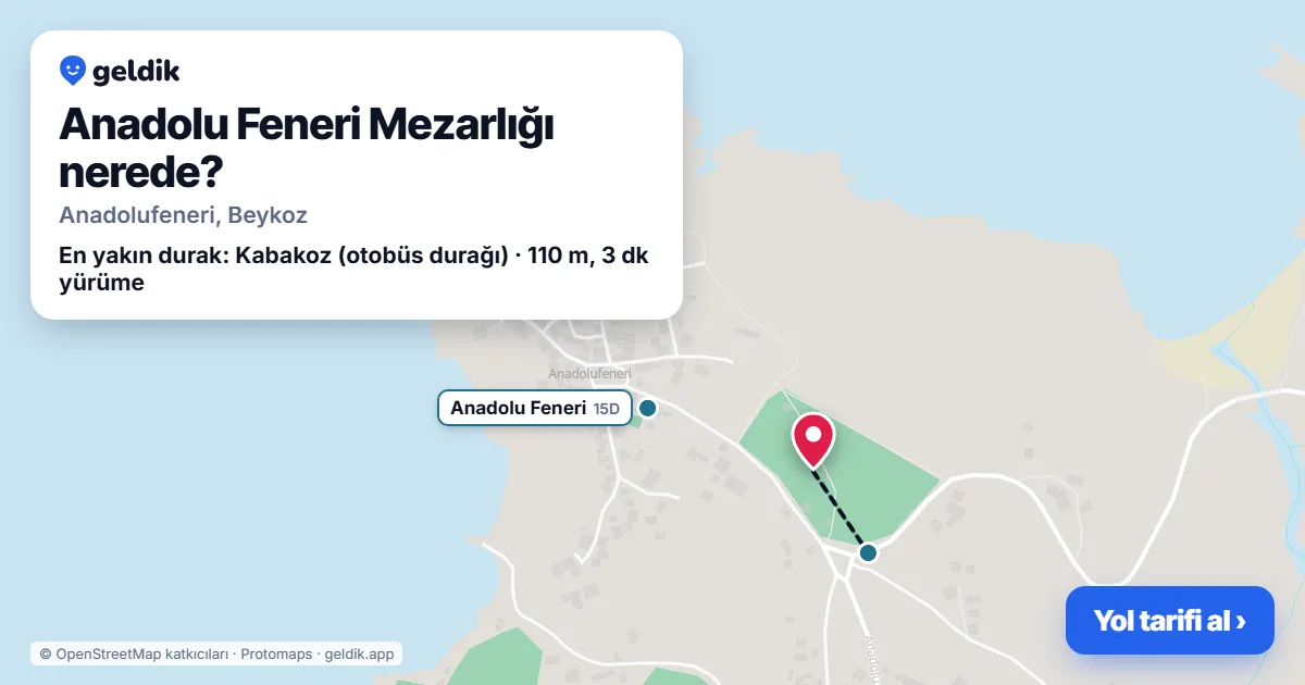 Anadolu Feneri Mezarlığı nerede: haritada konumu ve en yakın duraklar, yürüme süreleriyle