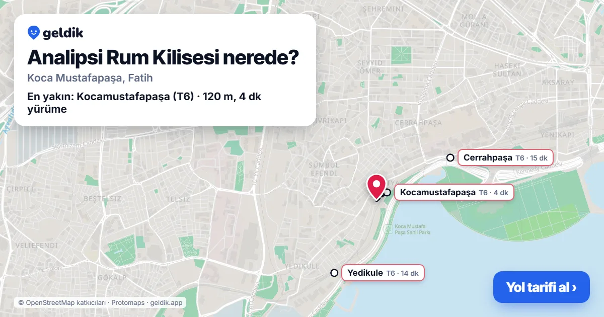 Analipsi Rum Kilisesi nerede: haritada konumu ve en yakın duraklar, yürüme süreleriyle