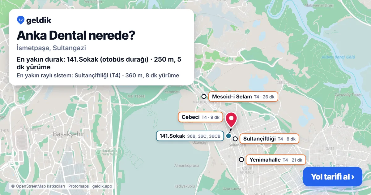 Anka Dental nerede: haritada konumu ve en yakın duraklar, yürüme süreleriyle