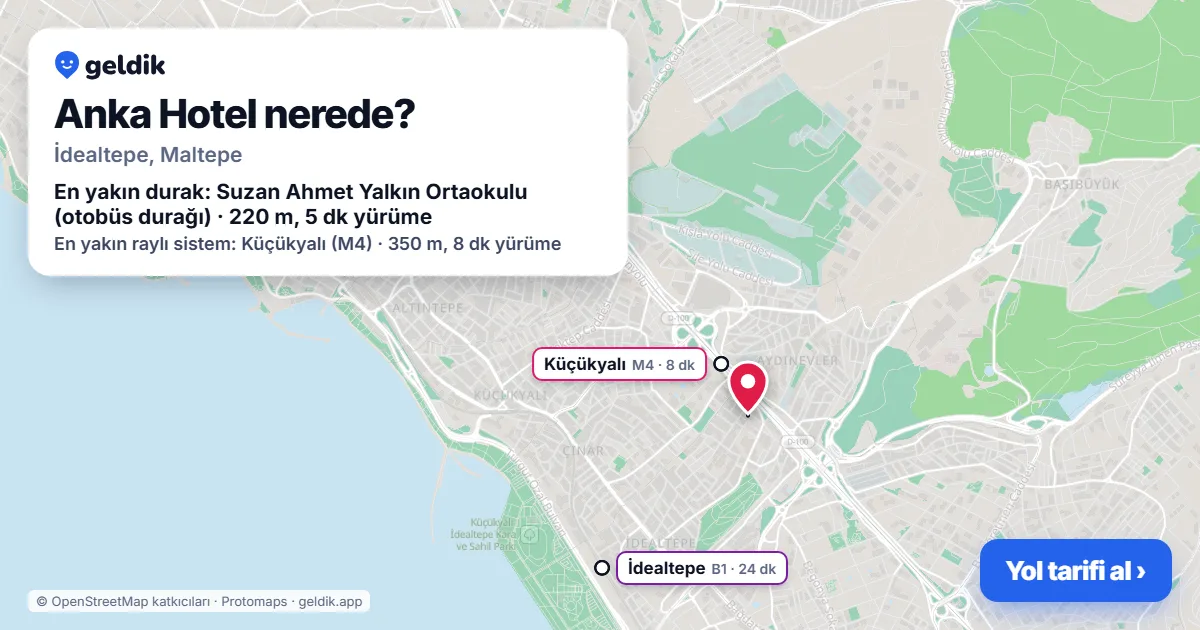 Where is Anka Hotel: map with its location and the nearest stops, with walking times