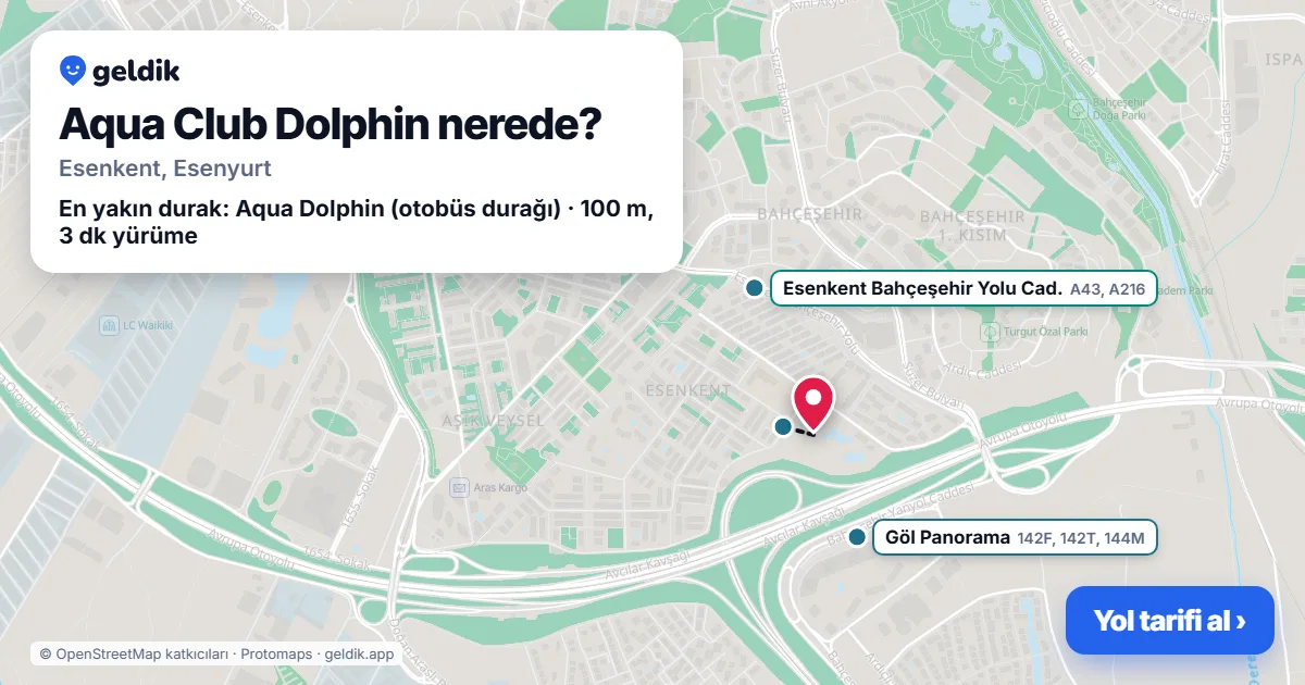 Where is Aqua Club Dolphin: map with its location and the nearest stops, with walking times