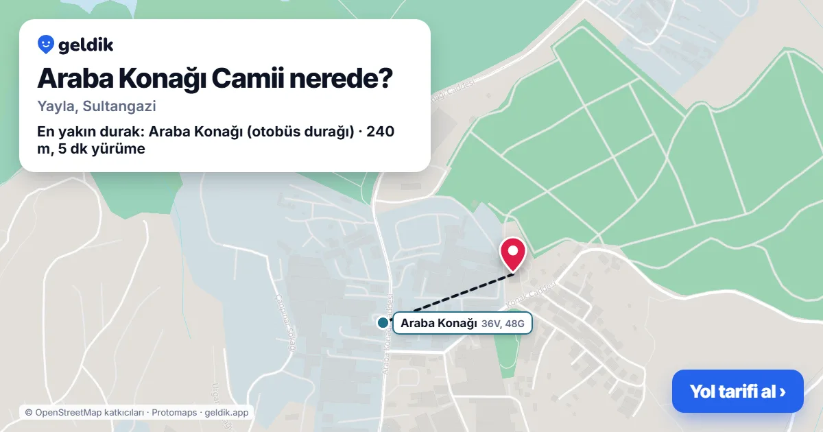 Araba Konağı Camii nerede: haritada konumu ve en yakın duraklar, yürüme süreleriyle