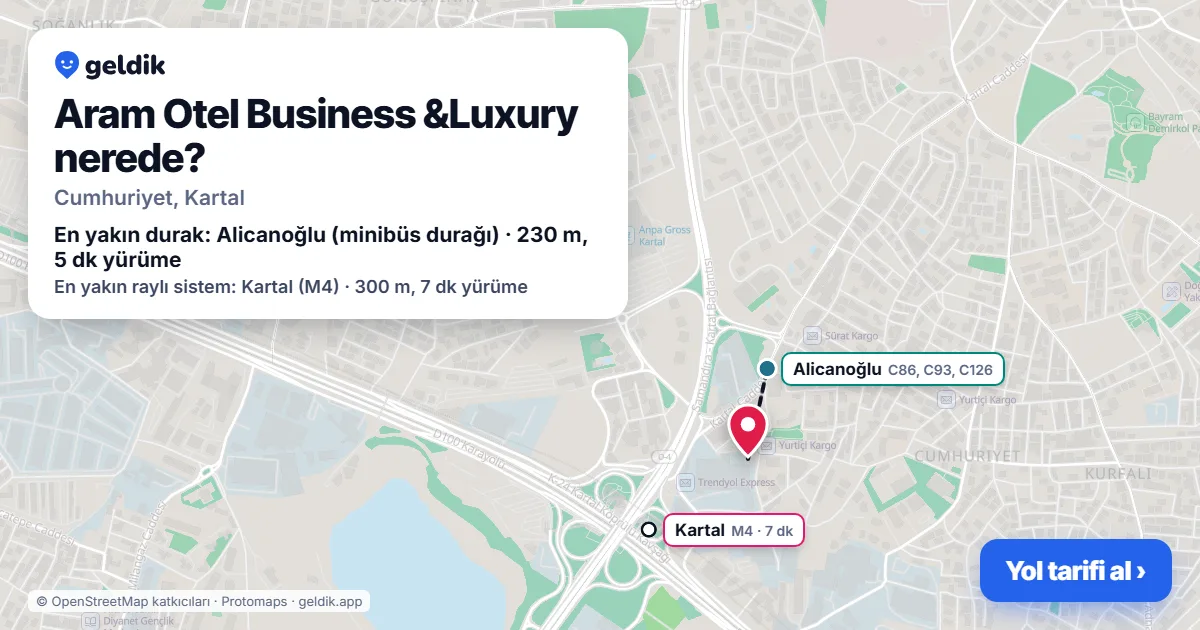 Aram Otel Business &Luxury nerede: haritada konumu ve en yakın duraklar, yürüme süreleriyle