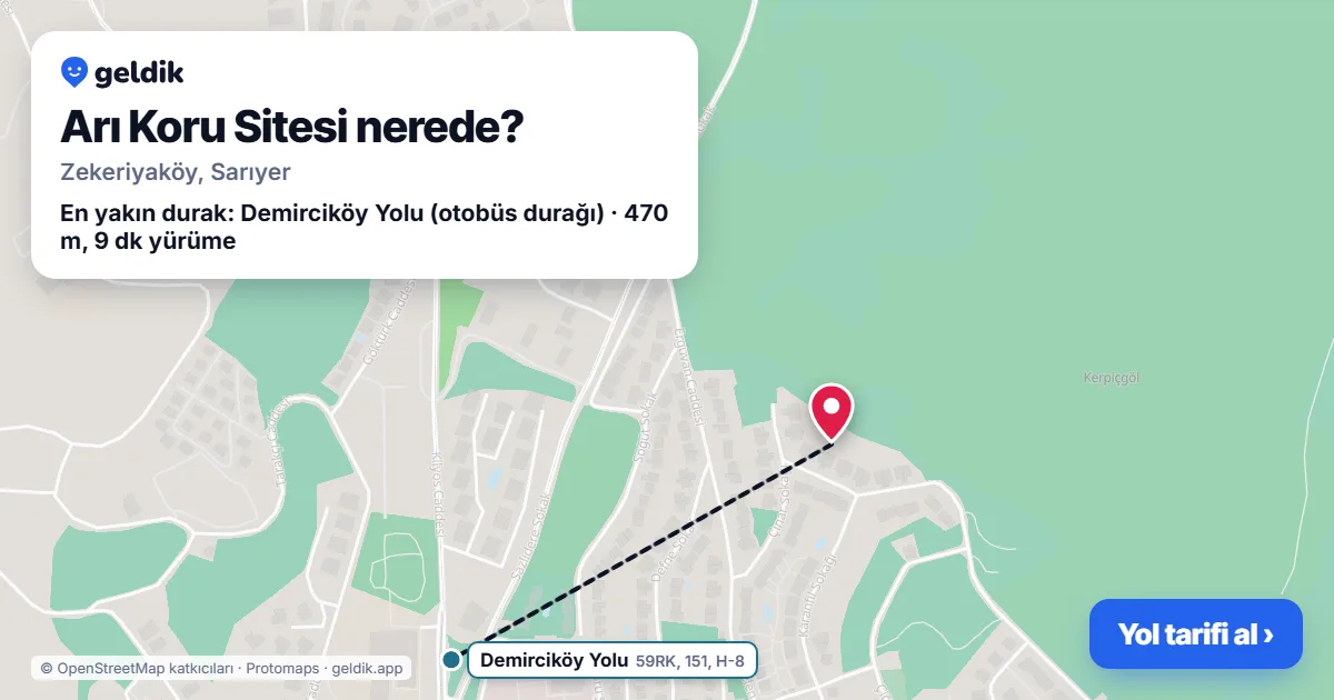 Arı Koru Sitesi nerede: haritada konumu ve en yakın duraklar, yürüme süreleriyle
