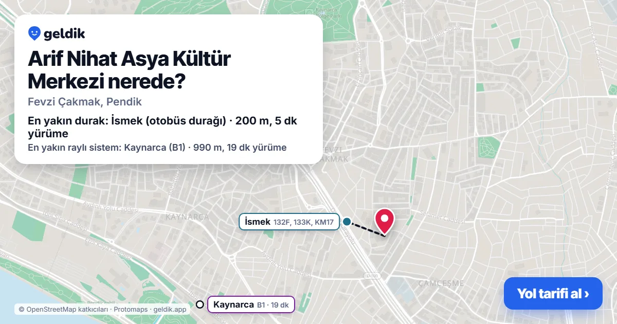 Arif Nihat Asya Kültür Merkezi nerede: haritada konumu ve en yakın duraklar, yürüme süreleriyle