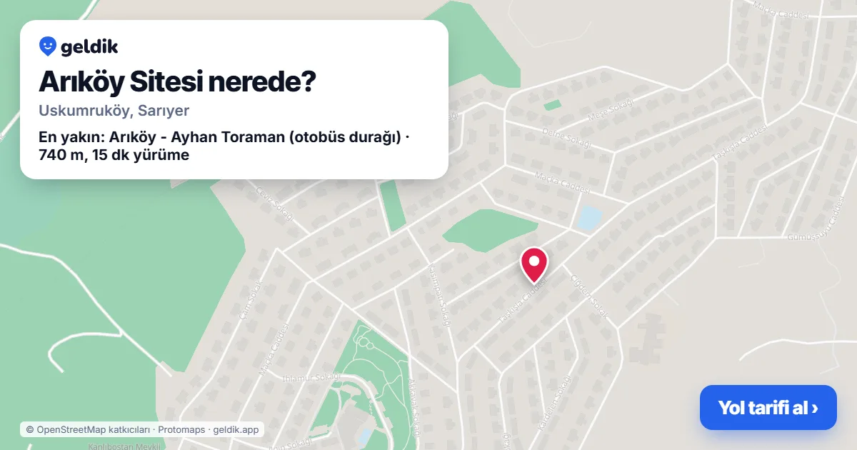 Arıköy Sitesi nerede: haritada konumu ve en yakın duraklar, yürüme süreleriyle