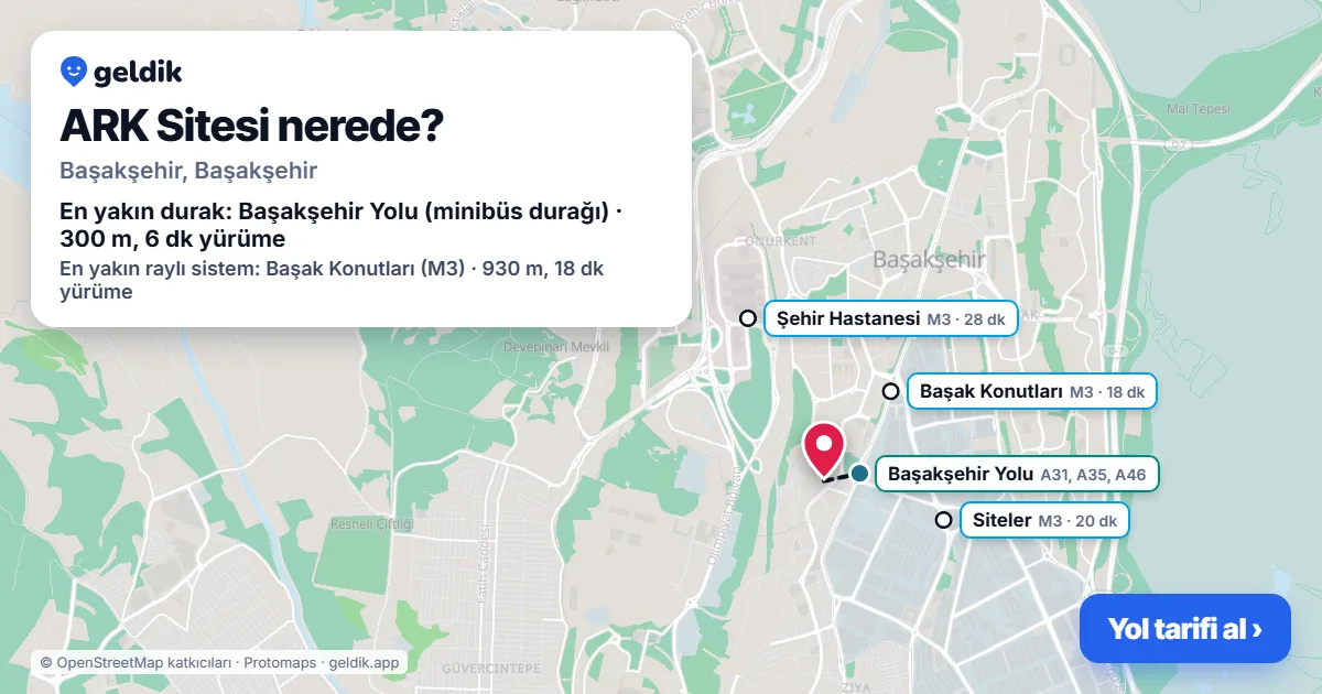ARK Sitesi nerede: haritada konumu ve en yakın duraklar, yürüme süreleriyle