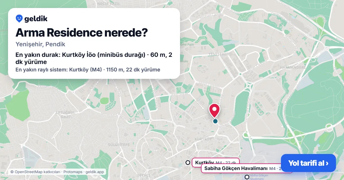 Arma Residence nerede: haritada konumu ve en yakın duraklar, yürüme süreleriyle