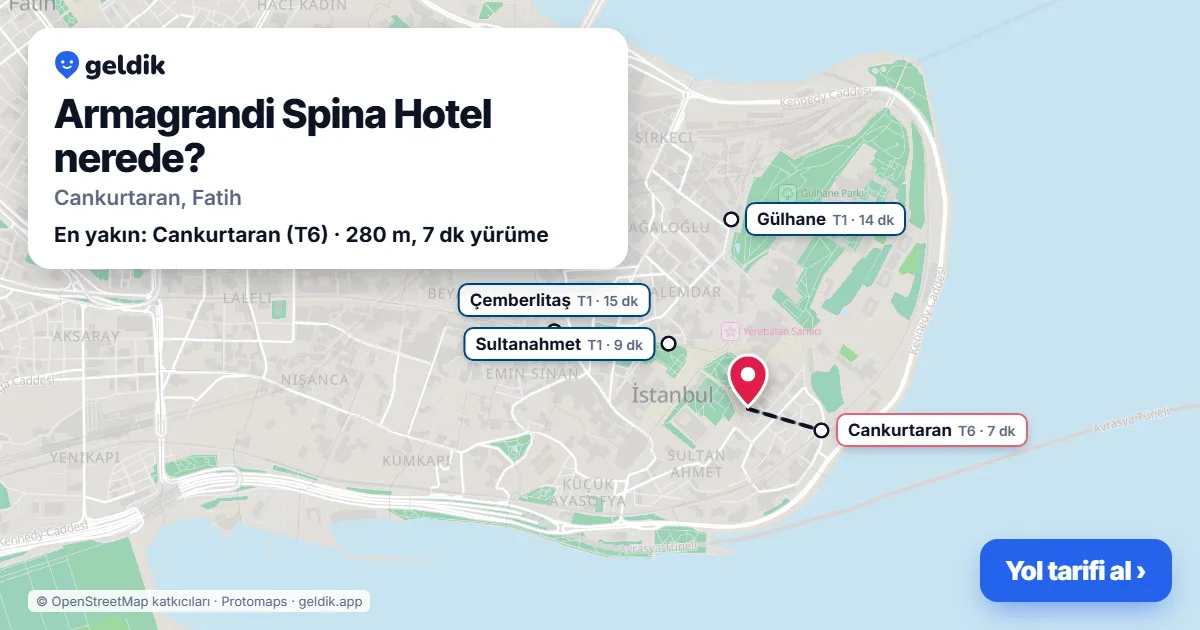 Armagrandi Spina Hotel nerede: haritada konumu ve en yakın duraklar, yürüme süreleriyle