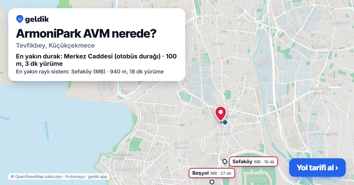 Where is ArmoniPark Outlet Center: map with its location and the nearest stops, with walking times