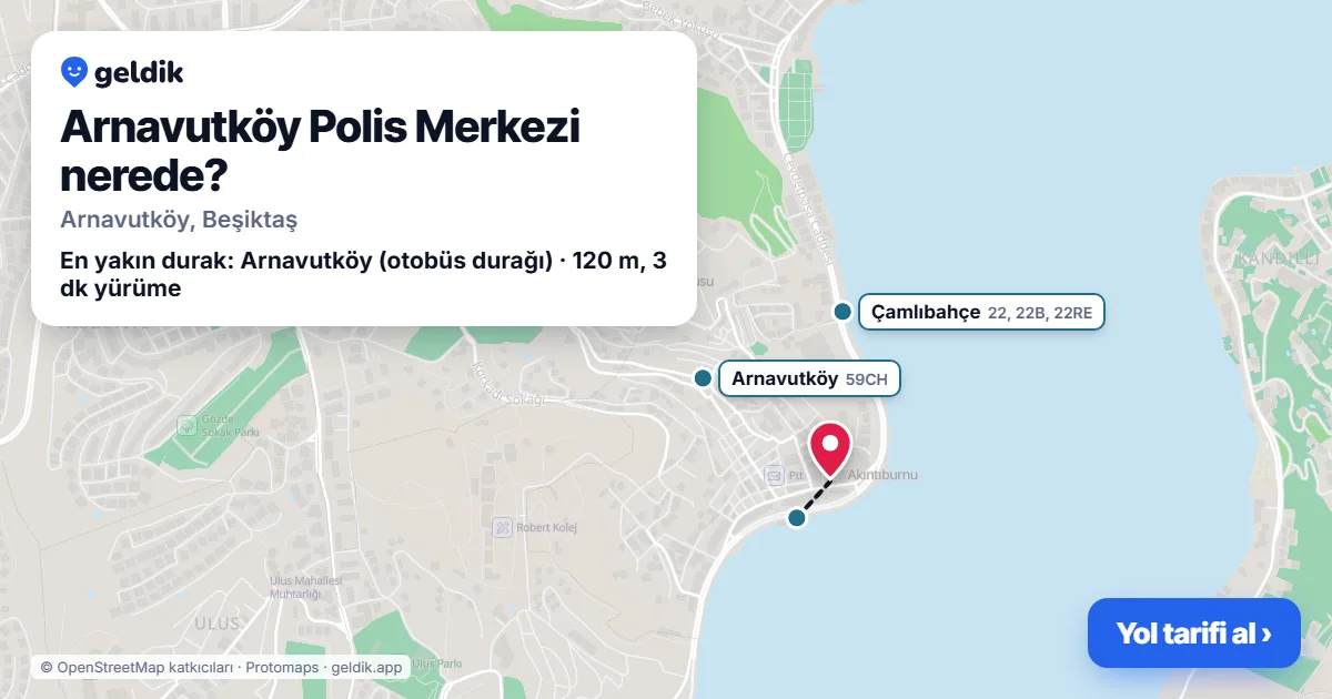 Arnavutköy Polis Merkezi nerede: haritada konumu ve en yakın duraklar, yürüme süreleriyle