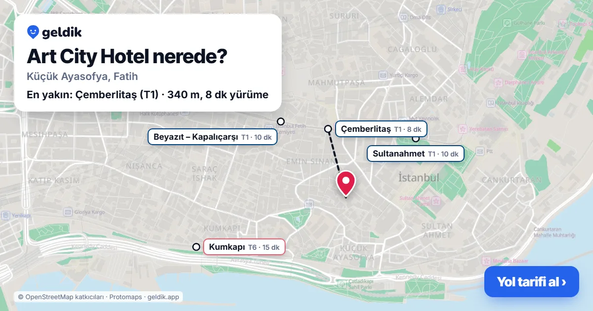Art City Hotel nerede: haritada konumu ve en yakın duraklar, yürüme süreleriyle