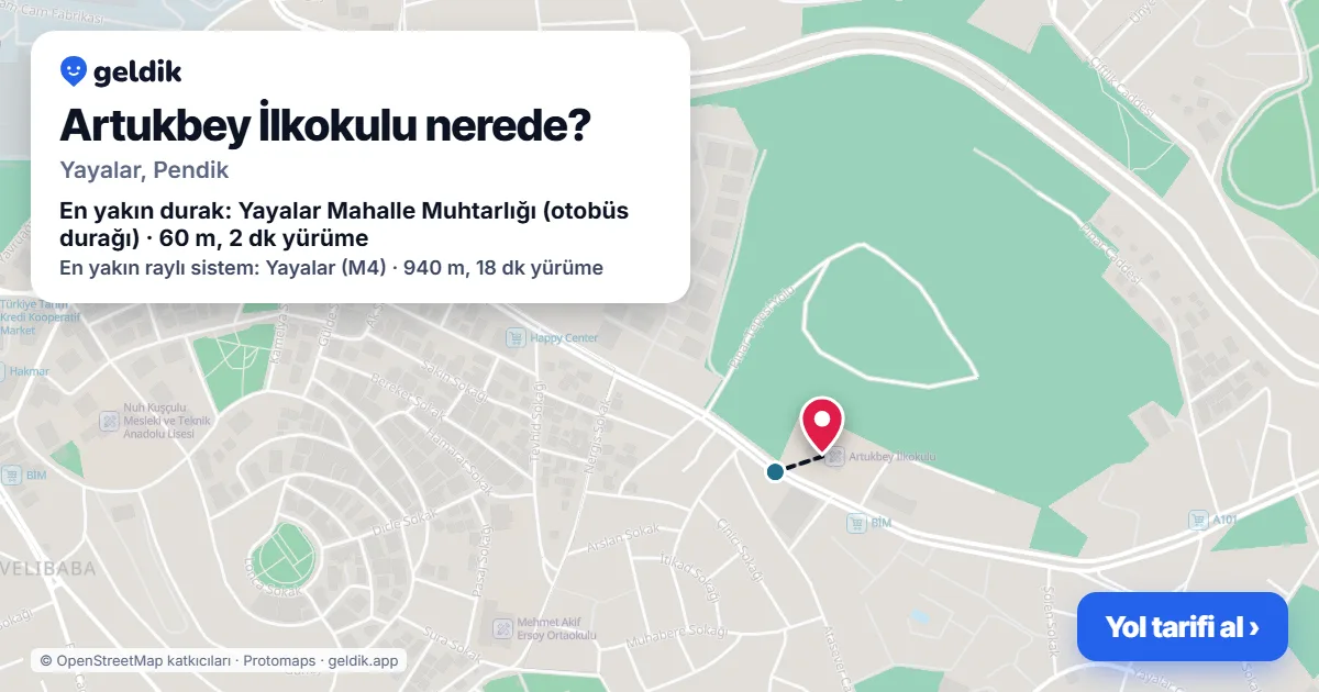 Artukbey İlkokulu nerede: haritada konumu ve en yakın duraklar, yürüme süreleriyle