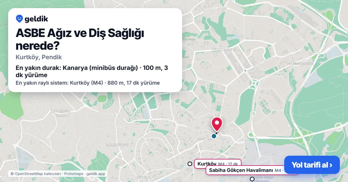 ASBE Ağız ve Diş Sağlığı nerede: haritada konumu ve en yakın duraklar, yürüme süreleriyle