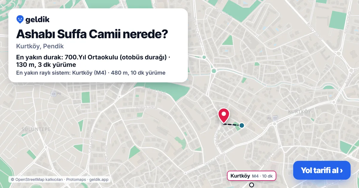 Ashabı Suffa Camii nerede: haritada konumu ve en yakın duraklar, yürüme süreleriyle