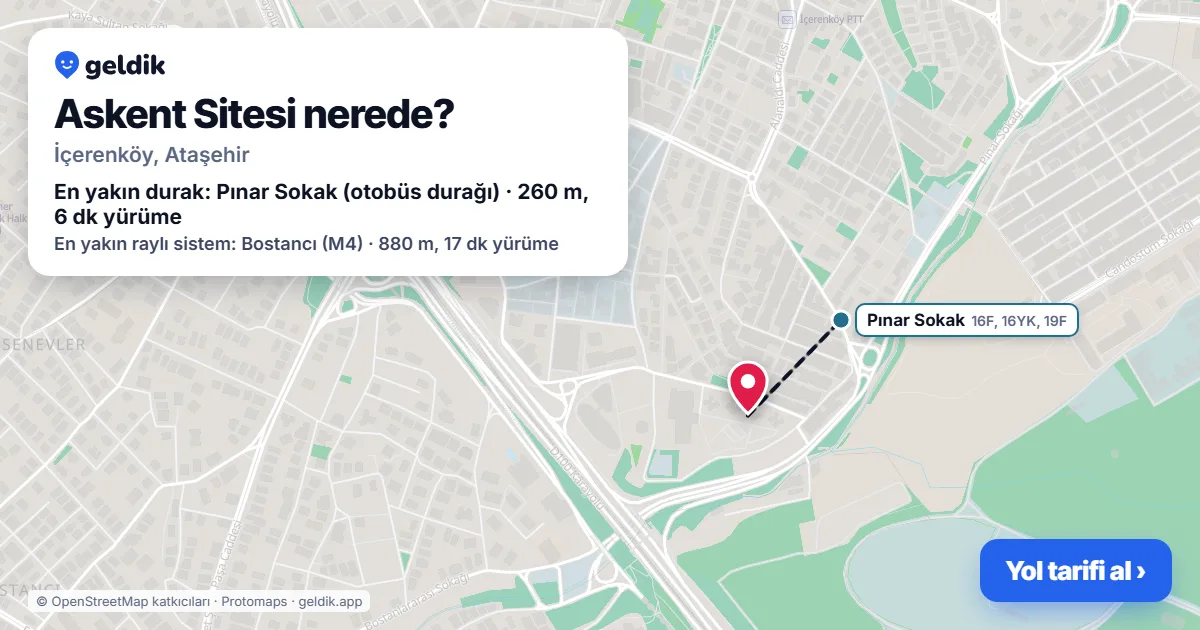 Where is Askent Sitesi: map with its location and the nearest stops, with walking times