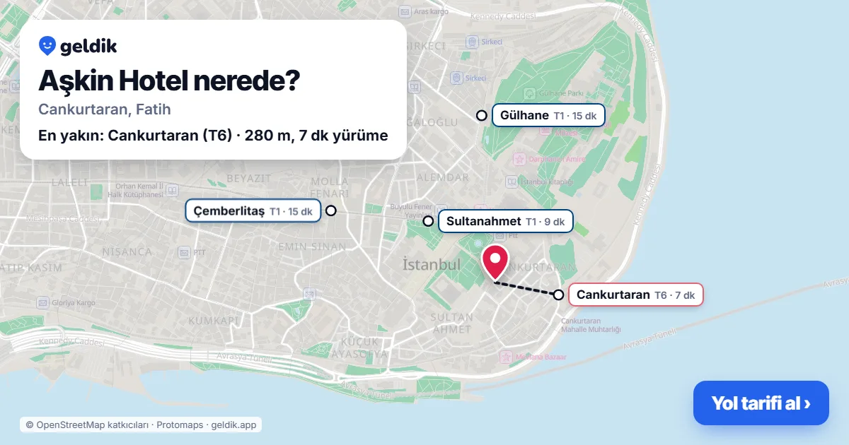 Where is Aşkin Hotel: map with its location and the nearest stops, with walking times
