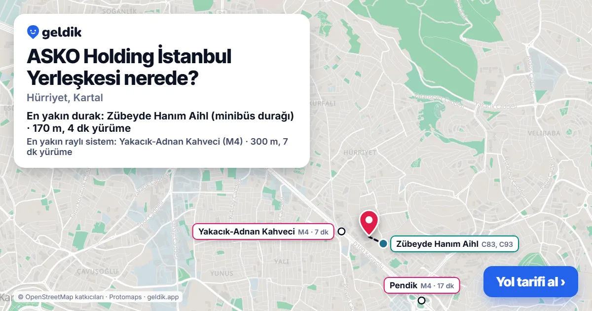 ASKO Holding İstanbul Yerleşkesi nerede: haritada konumu ve en yakın duraklar, yürüme süreleriyle