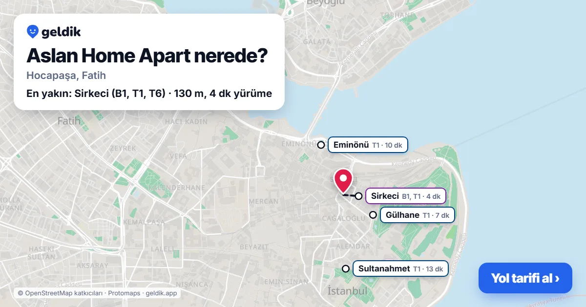 Where is Aslan Home Apart: map with its location and the nearest stops, with walking times