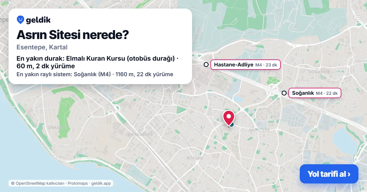 Asrın Sitesi nerede: haritada konumu ve en yakın duraklar, yürüme süreleriyle