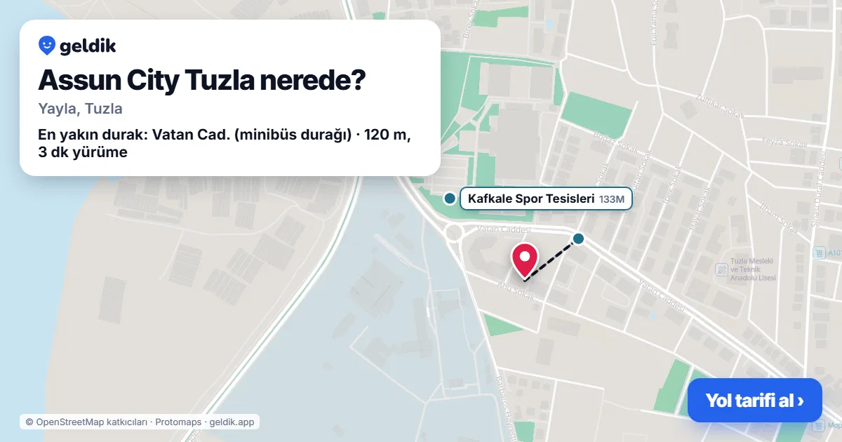 Assun City Tuzla nerede: haritada konumu ve en yakın duraklar, yürüme süreleriyle