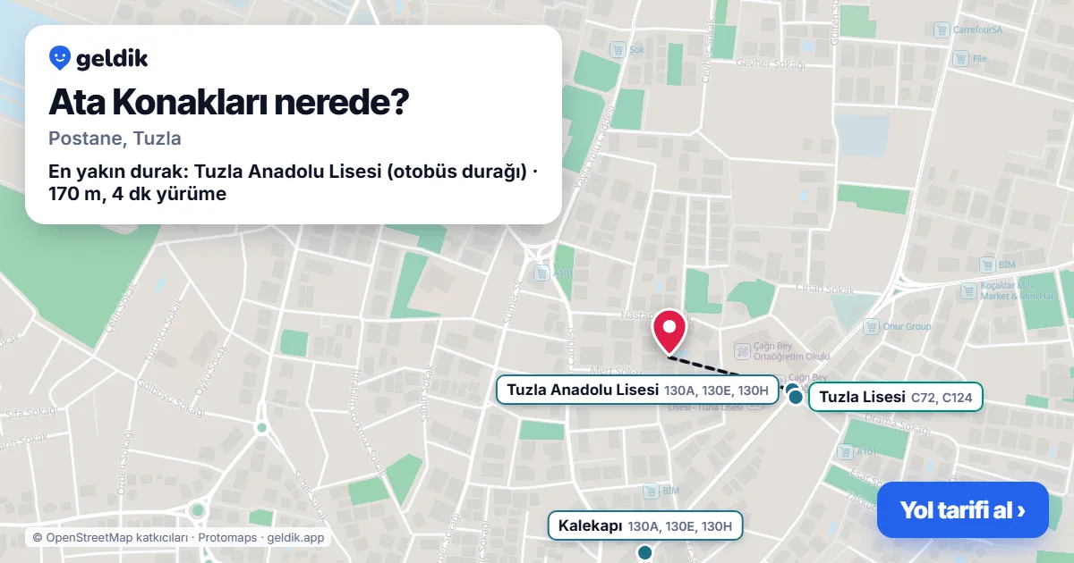 Ata Konakları nerede: haritada konumu ve en yakın duraklar, yürüme süreleriyle