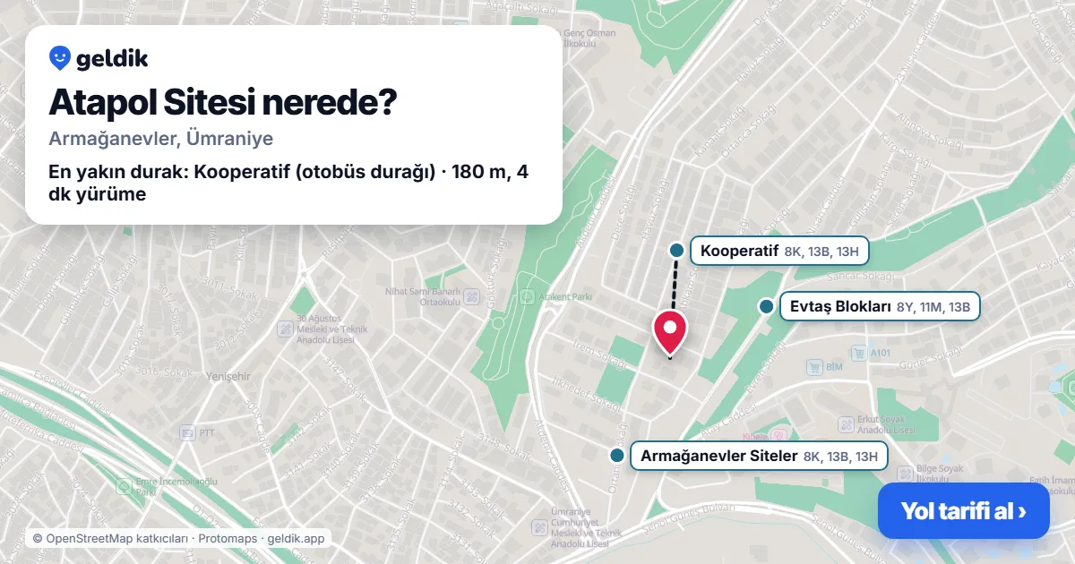 Where is Atapol Sitesi: map with its location and the nearest stops, with walking times