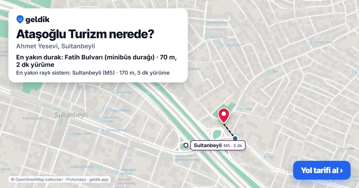 Where is Ataşoğlu Turizm: map with its location and the nearest stops, with walking times